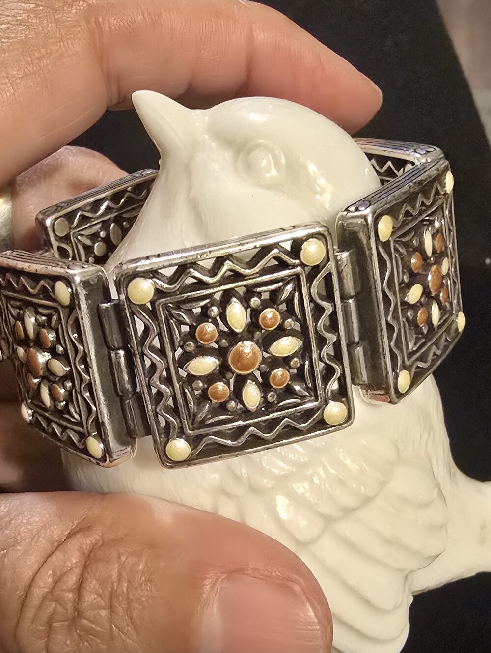 VINTAGE Brighton silver-plated panel bracelet